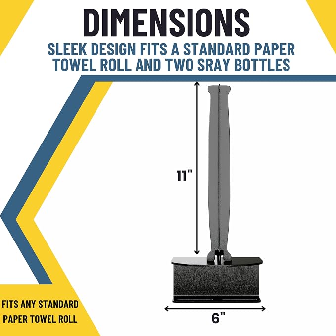 Spray Bottle & Paper Towel Rack Heavy Duty - Wall Mount Storage for 2 Spray Bottles and Paper Towel Roll Utility Organizer Hardware Included - Made in USA Sturdy Metal Holder for Home and Garage