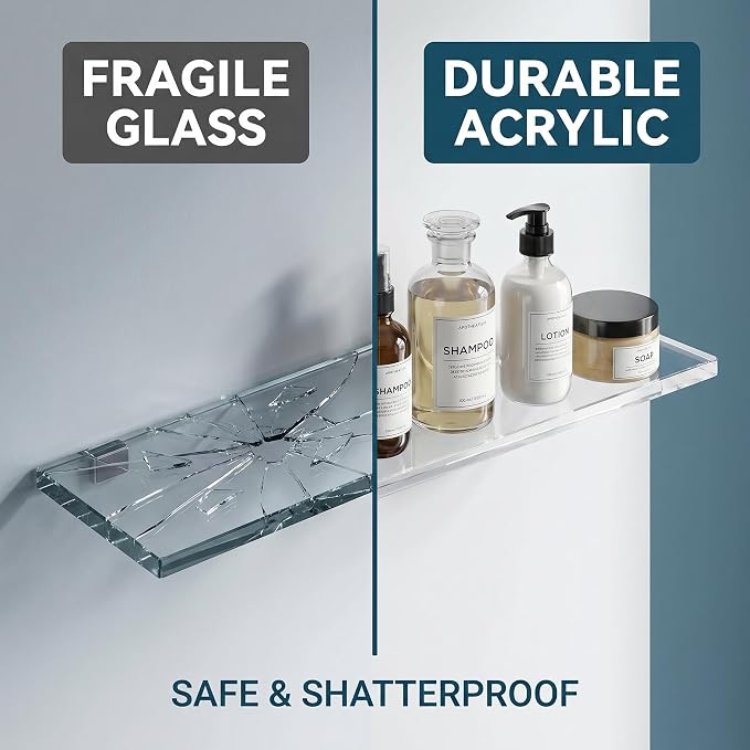 4 Pcs Medicine Cabinet Shelves 13x3 Inch Replacement | Acrylic Medicine Cabinet Shelf ,Plastic Clear Shelves For Bathroom Living Room Kitchen Wall Medicine Cabinet