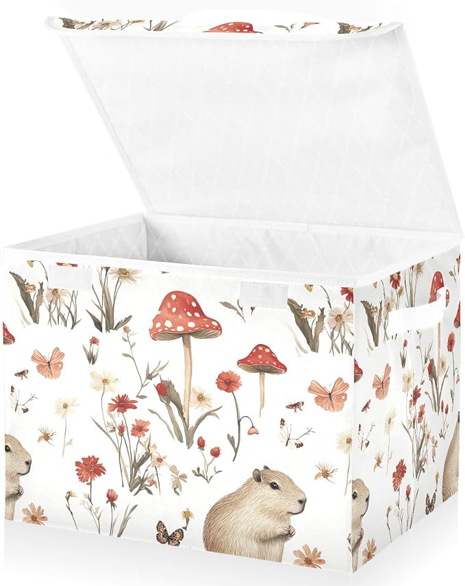Aesthetic Capybara White Storage Containers Containers For Storage With Lid for Shoe Shelves