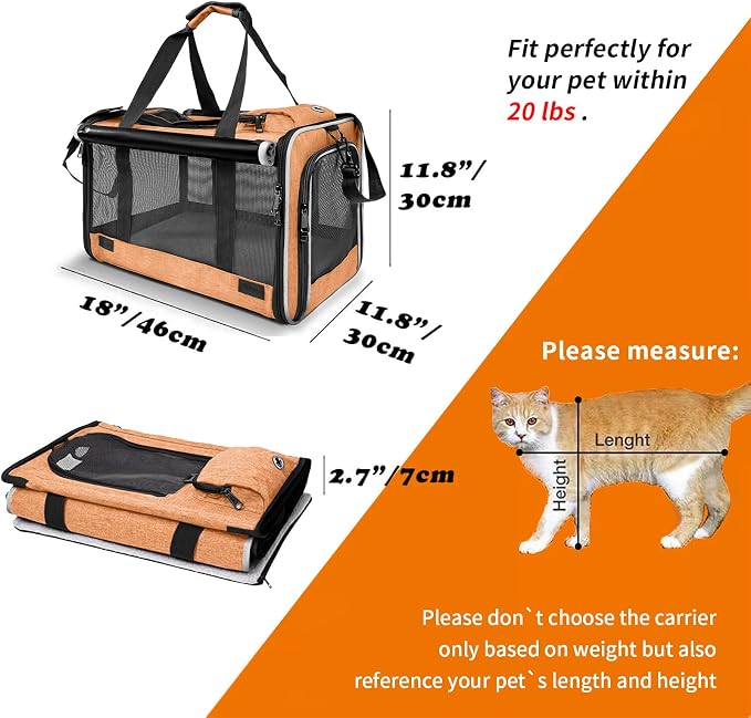 GAPZER Dog Carry Bag Puppy, Pet Soft-Shell Portable Kennel Crate 0-15 lbs | Privacy Protection Big Kitten Car Travel Cloth Carry Bag up to 20 lbs, Small Animal Portable Mesh Kennel Cage for Vet Visits