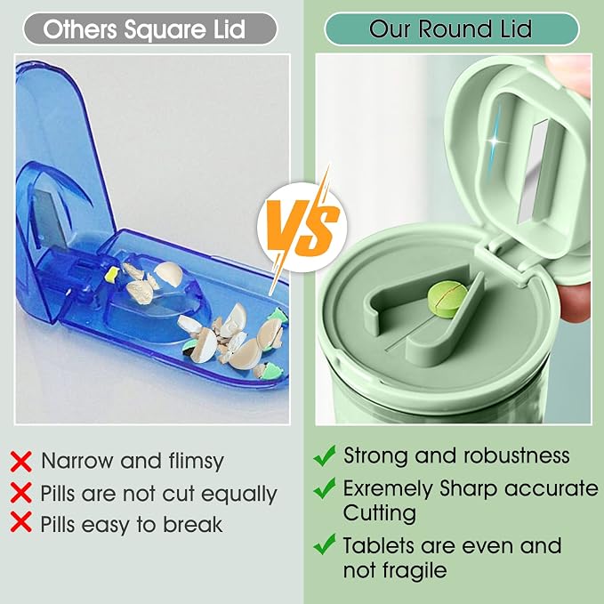 Pill Cutter Crusher Splitter: 3-in-1 Portable Storage Case Green