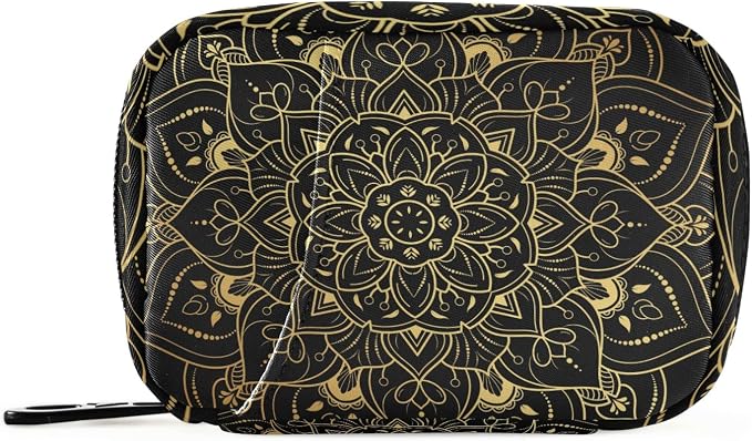 Vintage Floral Mandala Pill Case, Weekly Portable Pill Bag Container 7 Days Pill Box Organizer Vitamin Supplement Holder with Zipper for Travel Family Business