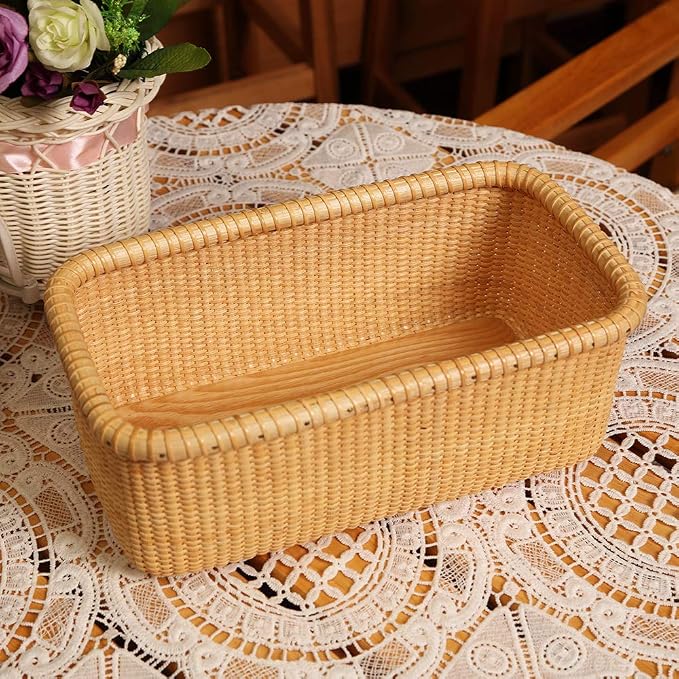 Basket Natural Rattan Wooden Storage Box -Cane-on-cane weave Nantucket Basket– Cabinet and Shelf Basket Organizer with - Multi-Purpose Organizer | Cane-on-cane weave, Nantucket Basket, Cabinet and Shelf Organizer, Multi-Purpose Organizer
