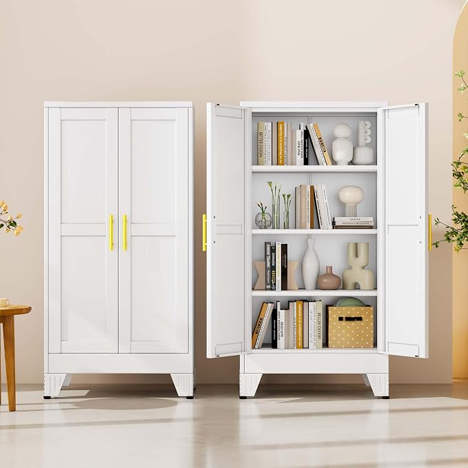 pozdeg 47.25" White Heavy Duty Metal Garage Storage Cabinet