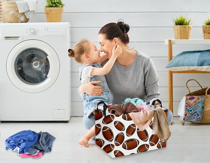 Rectangular Football Baskets Kids Storage Bins Baby Boy Basket Kids Toy Storage Bin Organizer Box Football Room Decor for Home(Football Basket)