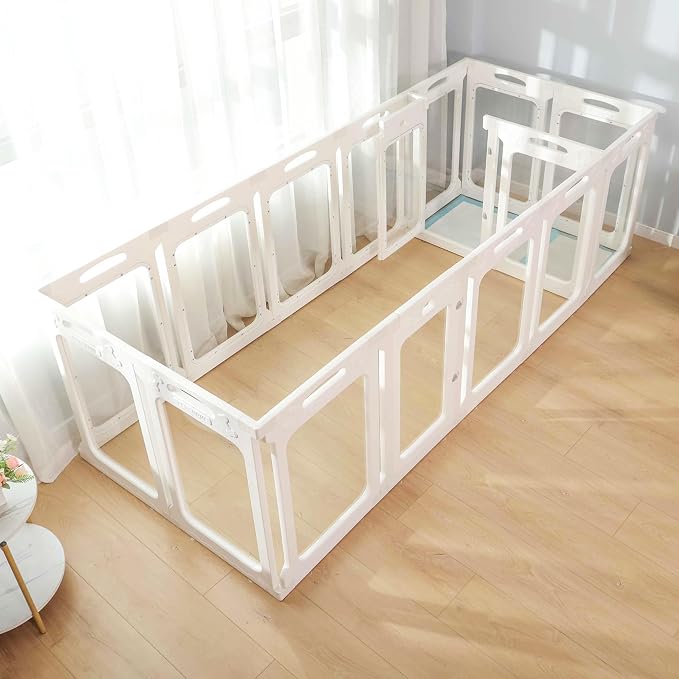 Clear Acrylic Indoor Dog Playpen, 30" H, 2 Panels, White | Open View, Modern Home Fit, No Climbing Bars, Tool-Free Setup, For Puppies & Small Dogs