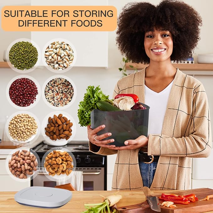 22-25 Lbs Rice Dispenser Storage Container | 10l /10.5 Qt Capacity, With Measuring Cup & Cleaning Brush, Kitchen Pantry Cereal & Pet & Laundry Pod Bin