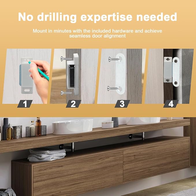 6Pcs Magnetic Door Catch Cabinet Magnets, White | Drawer Magnet Latch, Shutter Hardware, For Closure Cupboard Closet Bathroom