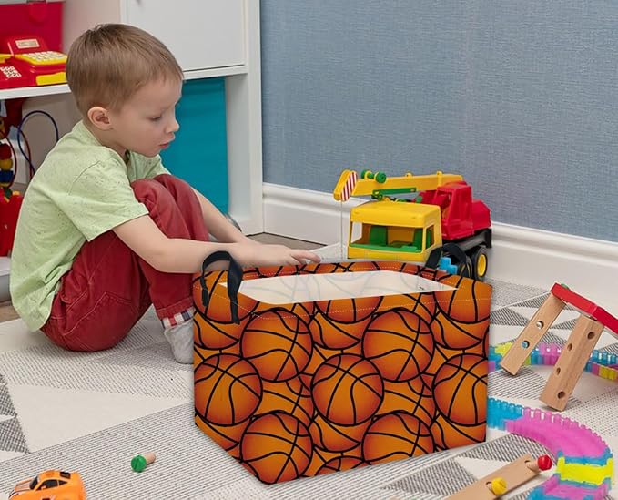 Rectangular Basketball Baskets Gift Basket Empty Kids Storage Bins Baby Boy Basket Kids Toy Storage Bin Organizer Box Basketball Room Decor for Home(Basketballs)