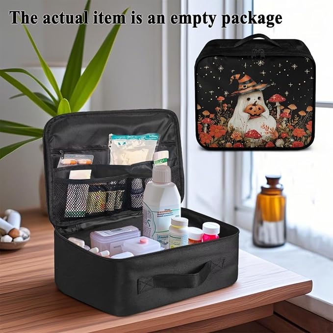 Empty First Aid Bag Halloween Ghost First Responder Case for Emergency Teams and Family Use Includes Modular Inserts Wear Resistant Zippers Breathable Back Panel