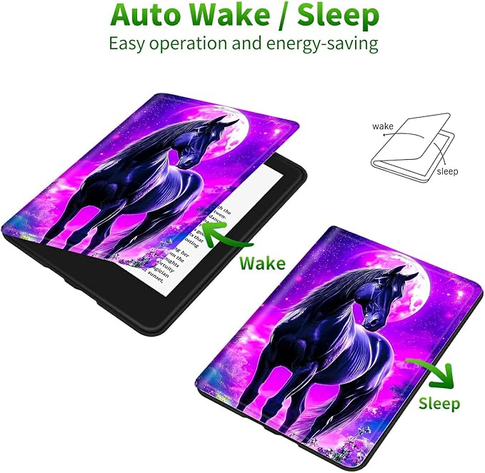 Case for Samsung Tab S10 Ultra/S9 Ultra/S8 Ultra 14.6" 2024/2023/2022 | Slim Leather Smart Cover with Multi-Angle Anti-Slip Stand [Auto Wake/Sleep] Shell for Women Men, Purple Black Horse