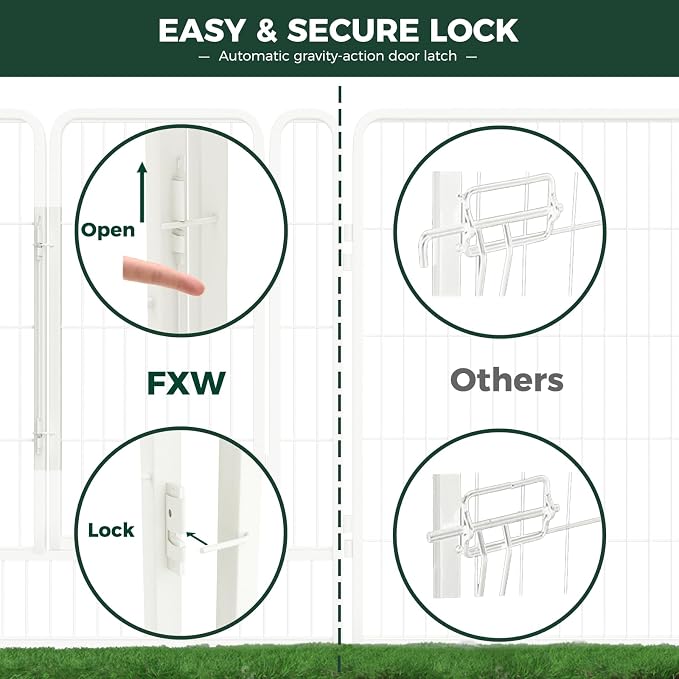 FXW Rollick Dog Playpen, Indoor, Yard & RV Camping, 40" H, 8 Panels | Easy setup, Heavy-duty, DIY layouts, for Medium & Large Dogs, Patented