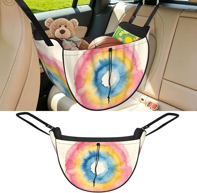 Color Circle Wash Car Seat Organizer-Backseat Storage Bag for Travel | Waterproof Durable. Holds Snacks Gear Essentials. Fits Most Cars.