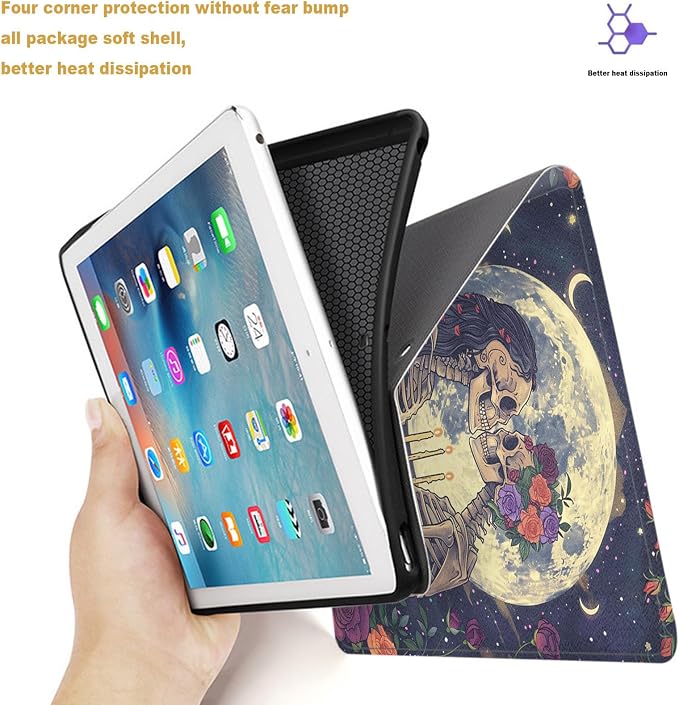 Tablet Case for iPad 10.2 Inch (9th/8th/7th Gen),Shockproof Protective Cover with Stand,Auto Wake/Sleep,Auto Wake/Sleep,Skeleton Couple