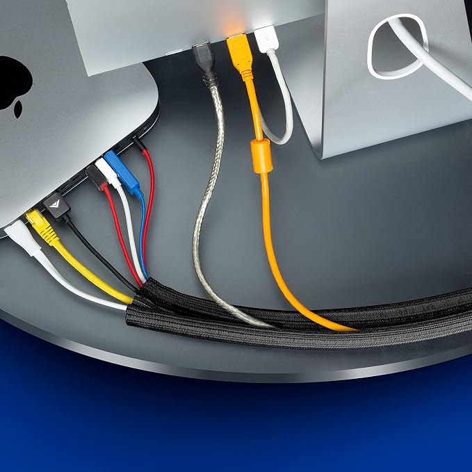 Maximm Cable Management Wire Loom 10ft 1 Inch Black Split Cord Protector 2 Pack