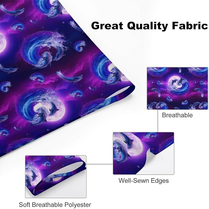 Washable Portable Pet Scarf Dolphin Printed for Small to Large Dogs Travel, Wedding Party, Daily Wear, Ultra Soft Fashion Scarves