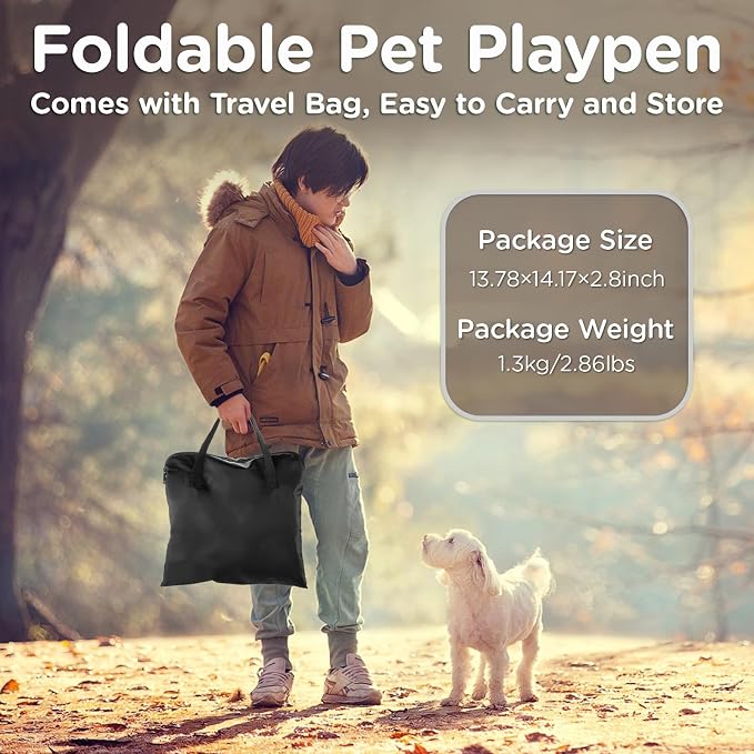 Paw Ballet Foldable Pet Kitten Playpen, Upgrade Waterproof Portable Dog Cat Playpen Kennel Tent for Small Cat Dog, Retractable Shade Cover with Carrying Case, Indoor Outdoor Use for Small Pet.