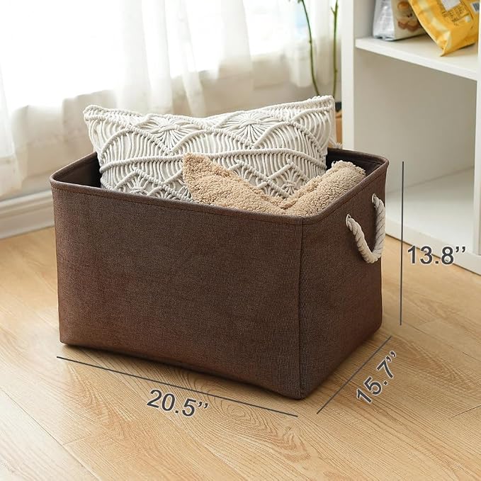 Organization and Storage for Organizing - Extra Jumbo 3 Pack 20.5x15.7x13.8 inch Fabric Storage Bin for Shelves, Storage cubes for Decorative Shoes Towel Blanket Closet (Brown)