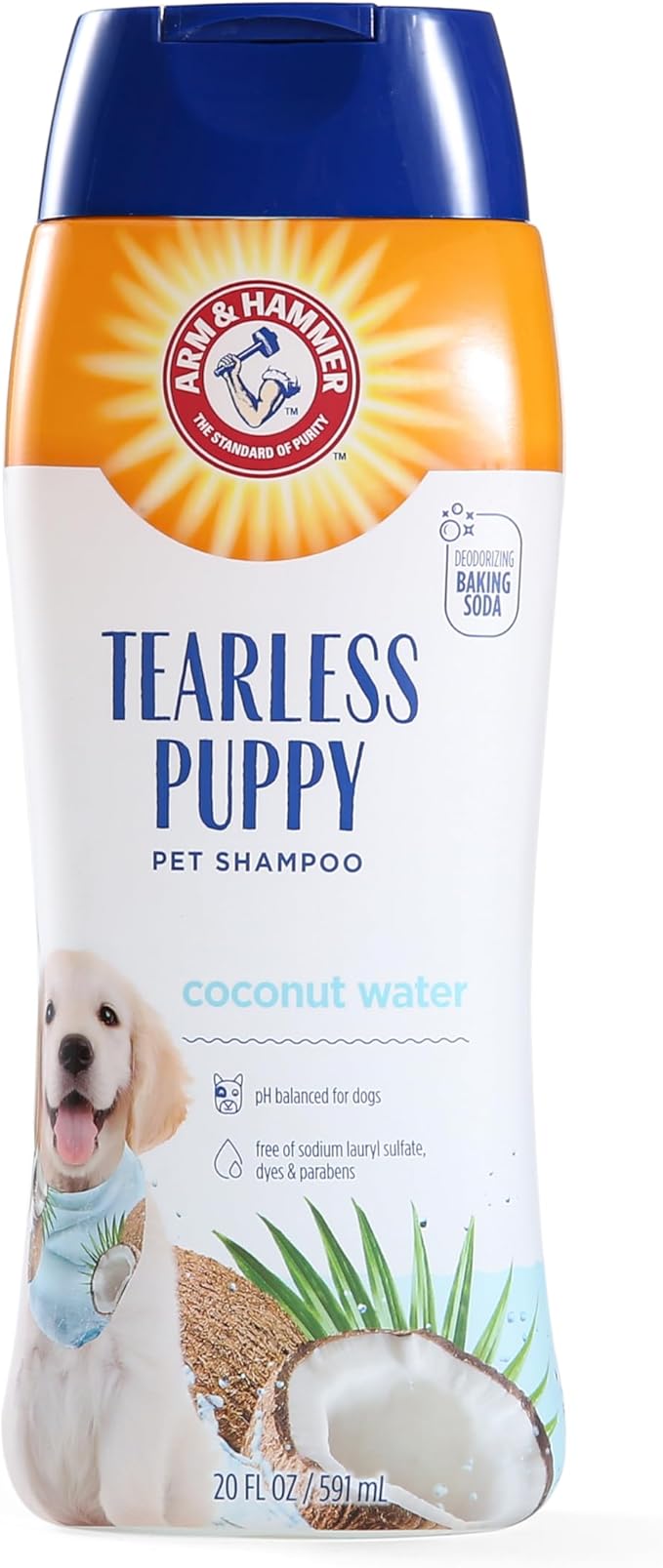 Arm & Hammer for Pets Tearless Puppy Shampoo | Gentle & Effective Tearless Shampoo for All Dogs & Puppies | Coconut Water Scent Your Dog Will Love, 20 Ounces - 2 Pack