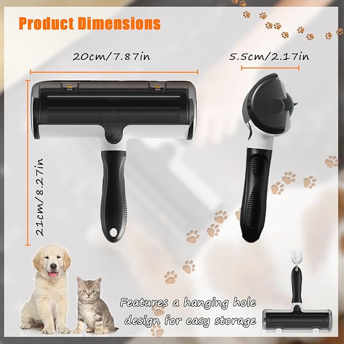 Upgraded Pet Hair Remover Roller - Reusable Lint Roller for Furniture, Couch, Carpet, Clothes, Car Seat, Efficient Cat & Dog Hair Removal Tool with Easy Clean & Fur Bin| One-Touch Emptying