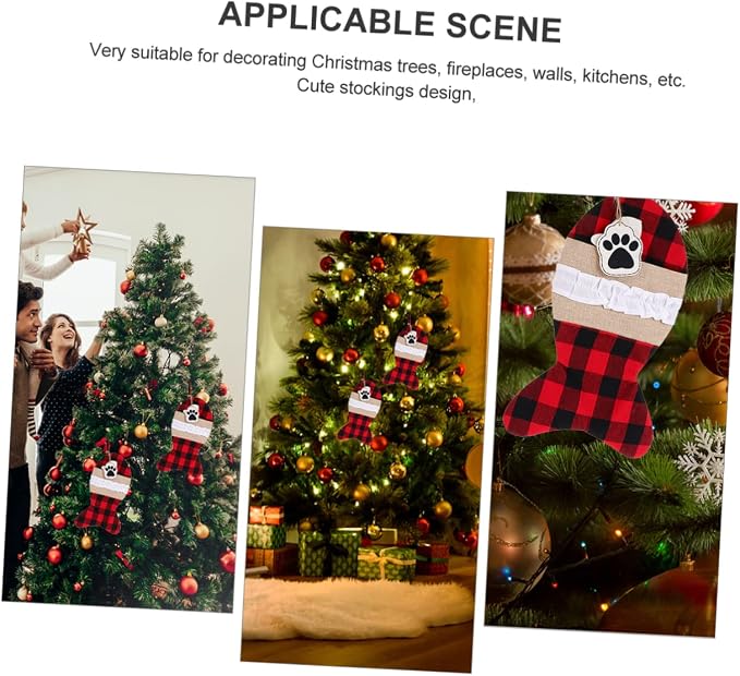 Baluue 1pc Christmas Pet Sock Bag Stylish and Plaid Storage Pouch for Holiday Decorations for Christmas Parties and Family Gatherings