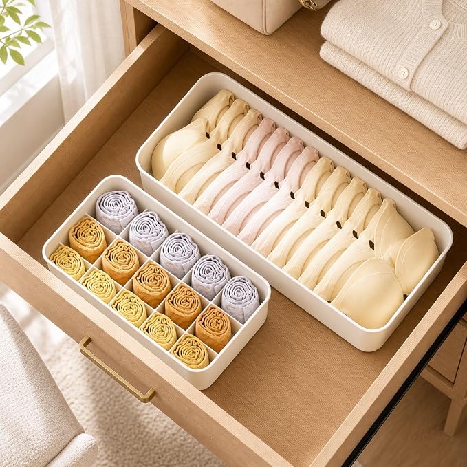Wardrobe Drawer Divider Organizer, Stackable Drawer Divider for Underwear and Socks, Bedroom Use