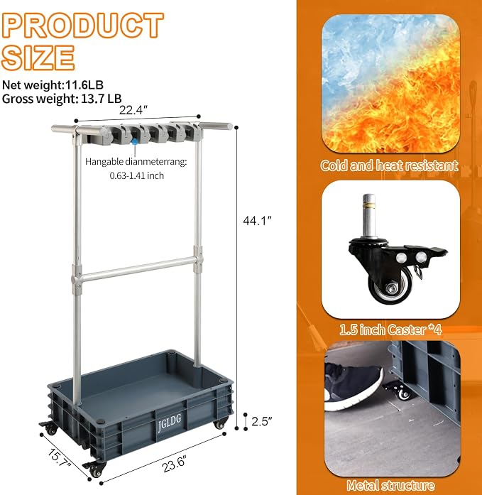 Mobile Mop and Broom Holder，Efficient Storage Solution for Cleaning Tools Keep Your Tools Handy and Organized