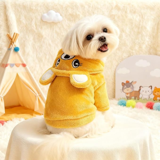 Dog Hoodie with Bear Ears Fleece Dog Sweater for Small Dogs French Bulldog Clothes Puppy Costume for Small Dogs XS Winter Clothes Cozy Pet Fleece for Cats