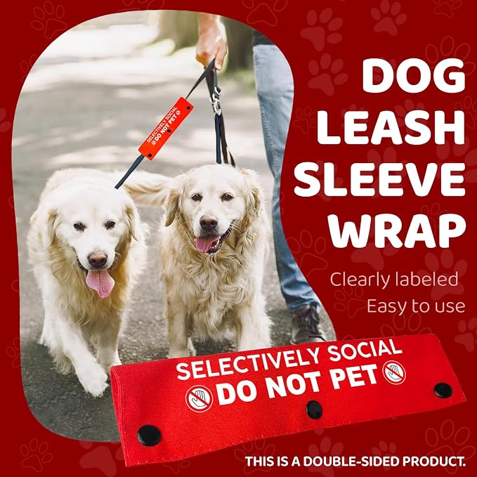 Selectively Social Do Not Pet Pet Leash for Dogs, Funny Dog Leash Wrap for Pet Dog Lovers Owners Gift (Red)
