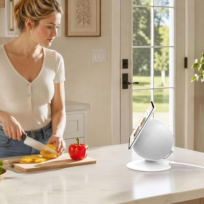 HomeMount Show 11 Stand, Magnetic Adjustable Charging Stand with USB-C & USB-A Ports, 270° Swivel Base, Fits Show 11 and 2025 Show 8, for Phones & Earbuds (Charging-White)