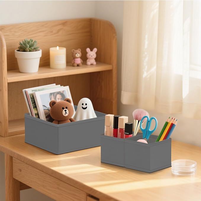 Drawer Organizer Clothes & Dresser Organizers - 12 Pack Foldable Drawer Dividers, Baby Clothes Organizer & Nursery Storage for Sock, Underwear, Bra, Belt, Closet and Dresser Drawer Organizers(Grey)