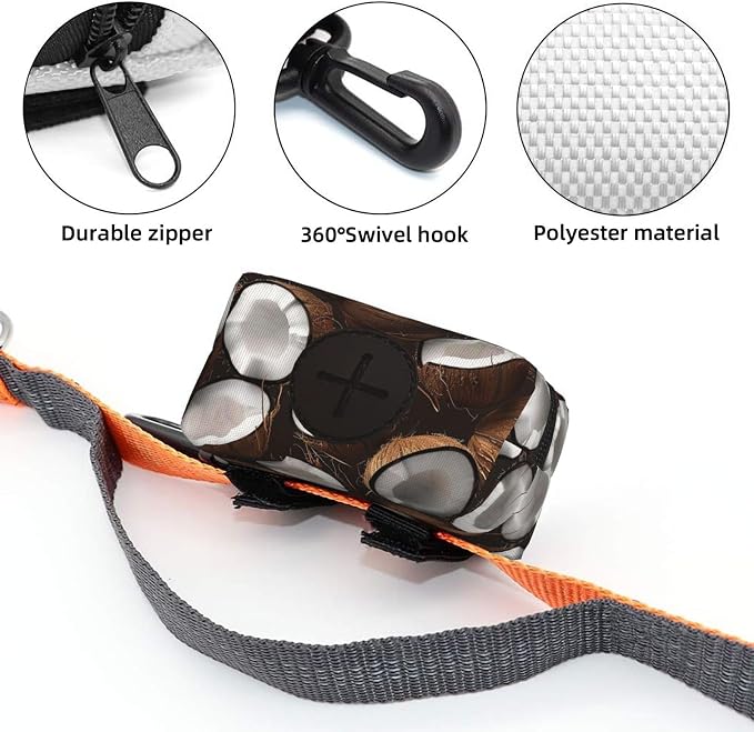 Coconut Pet Waste Bag Dispenser 0.2L | Portable Dog Poop Holder Waste Bag With Zipper Park Doggy Walking Accessory