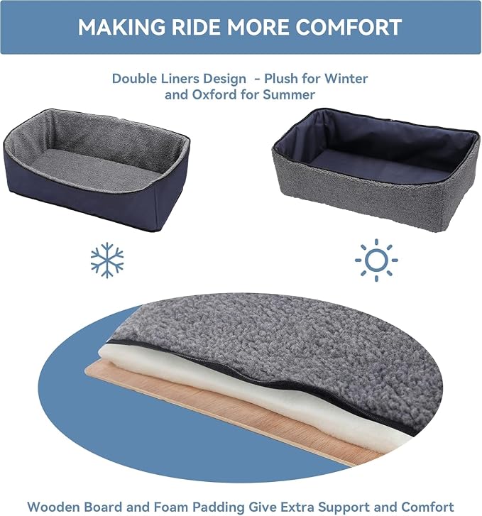A 4 Pet Dog Car Seat, Under 55 lbs, 2 Safety Belts & Storage Bags | For medium/large dogs or 2 small dogs, portable, comfortable travel seat