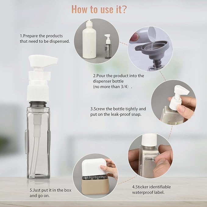 Bpluma Travel Bottles, Leak Proof Containers For Toiletries TSA Approved Airplane Accessories Kits For Liquid With Labels | For Toiletries TSA Approved Airplane Accessories Kits For Liquid With Labels