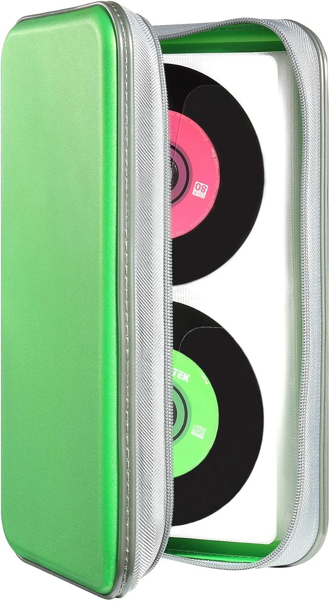 UENTIP CD Case,96 Capacity Hard Plastic DVD Case Holder for Car Home Travel | CD DVD Storage,Zipper Closure,Scratch-Resistant Sleeves,Stay Away Dust and Damp,Storage Music Video Gaming Discs Blu-ray