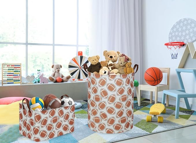 Essme Rectangular Football Baskets ,Kids Storage Box,Toy Bin for Boys with Handles for Room Decor, Kids Basket,Shelf Basket,Toy Organizer(Footballs)