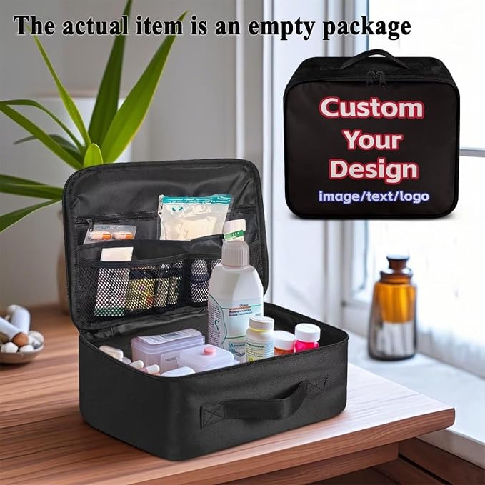 Rnyleeg Custom First Aid Kit Organizer Personalized Pet First Aid Bag Empty Large Capacity Medical Supply Bag Customized Your Photo or Text or Logo