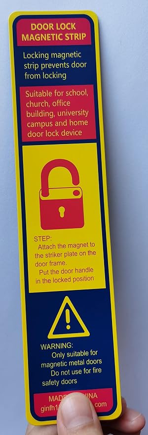 60 Pack Lockdown Magnetic Strips for School Office Public Business District Lockdowns Rapid Lockdown Magnet Strongest Lockdown Magnet 0.8mmThick (Yellow, Printed Version)