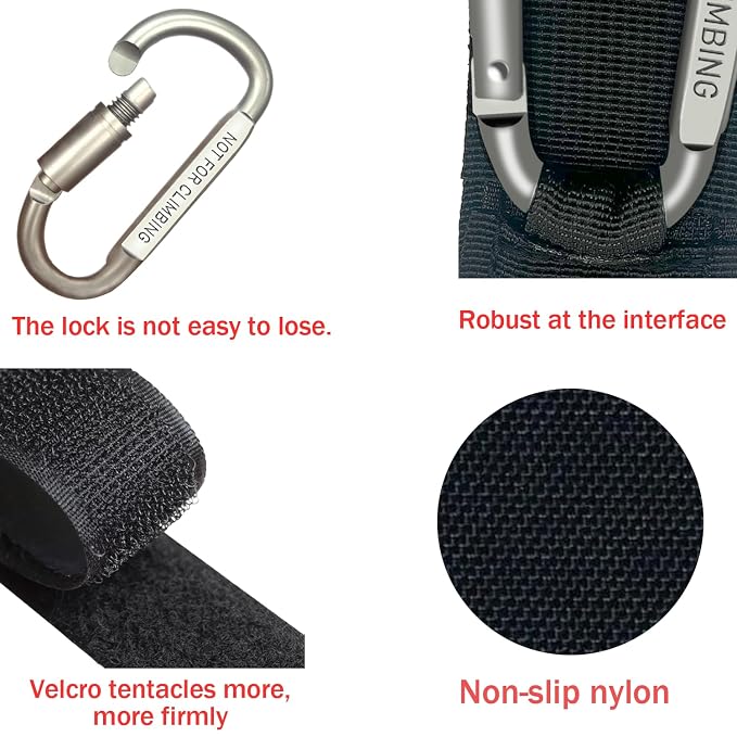 Baby Stroller Hook, Carry 30 lbs per Stroller Carabiner Clip, Adjustable Baby Stroller & Car Seat Hook for Hanging Diaper Bag, Wheelchair,Golf cart, Shopping and Pet Cart(2 Pcs Red)