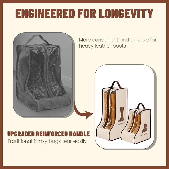 6Pack Beige Boot Storage Bag, Dustproof Boot Bags For Cowboy Boots, Boot Bags For Travel, Boots Protector Storage, Clear Boot Storage Bags for Under the Bed