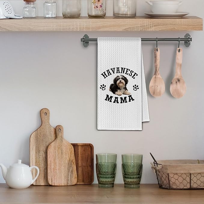 Havanese Mama Kitchen Towels, Dog Mama Maltese Gifts for Women & Dogs Moms, Dog Lover Gifts Decorative Hand Towels for Bathroom, 16x24 Inch