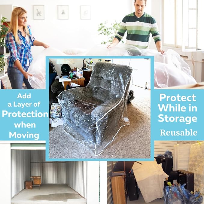 Evelots Clear Vinyl Recliner & Armchair Cover, Waterproof Protector | Heavy-duty clear vinyl protects recliners from pet claws, stains, dust & spills; ideal for everyday use, moving and storage.