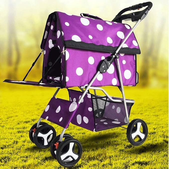 Double Dog Stroller Pet Stroller Travel Stroller Sitting Lying Foldable Lightweight Cart Cat Dog Carriers Bag (A) (C)