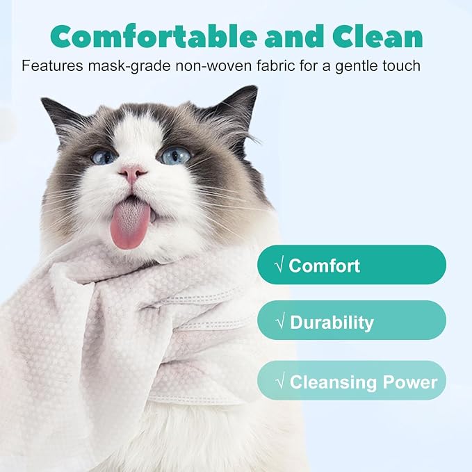 JoanofArc Extra Thick Pet Bathing Wipes for Dogs & Cats, Cleaning & Odor-Controlling Grooming Gloves, Dog Wipes Washing Gloves, for Daily Care and Traveling, Rinse Free, Unscented, 18 PCS