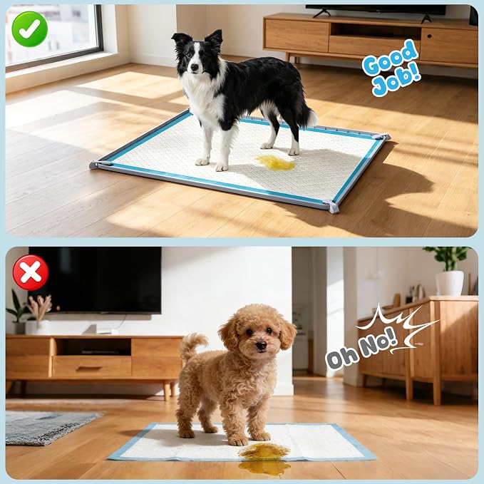 Pee Pad Holder, 28×34 Inch Thickened Silicone Dog Pee Pad Holder Tray | Non Slip Raised Edge Anti Spill Puppy Pad Holder with 4 Fixed Clamps, Easy Cleaning Floor Protection for Puppy Potty Training