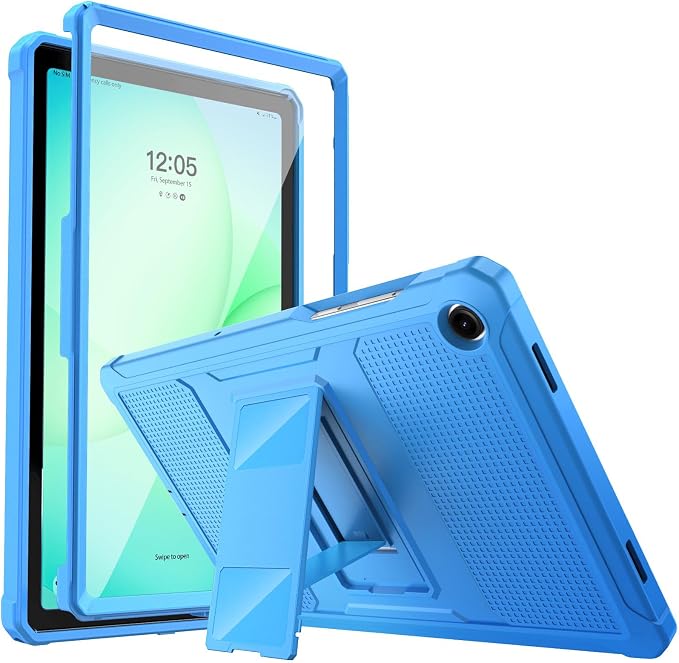 MoKo Shockproof Case Fit Samsung Galaxy Tab A11+ Plus/ A9+ 11 Inch | Full Body Rugged Stand Back Cover with Built-in Screen Protector for Galaxy Tab A11+/ A9+ Tablet, Blue Wave