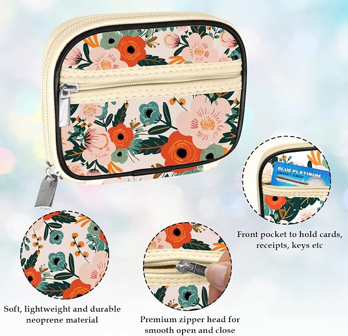 Serfeymi Weekly Travel Pill Organizer Case for Purse with Removable 7 Day Pill Box, Fashionable Pill Container for Medicine, Vitamin, Supplement - Bloom 01