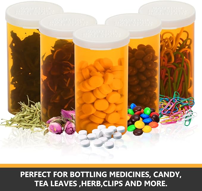 Empty Plastic Pill Bottles with Easy Open Caps (Not Child Resistant), Prescription Medication Vials, Clear Containers Pill Cases Dispenser Organizers (30 Dram, 12pcs)