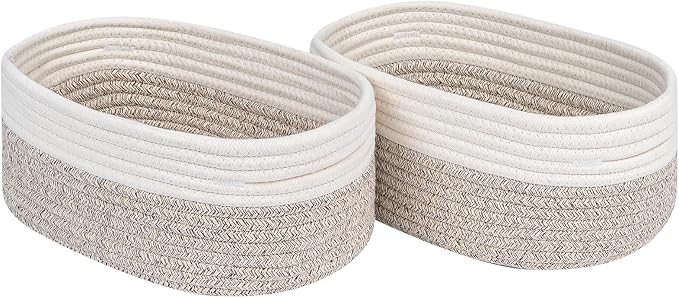 CubesLand Baskets for Shelves Storage,Cube Shelf Closet Storage Bins Set 2 | Long-lasting &Skin-friendly Toy Basket Bin,Stylish Room Decor Basket,Woven Off White/Light Brown