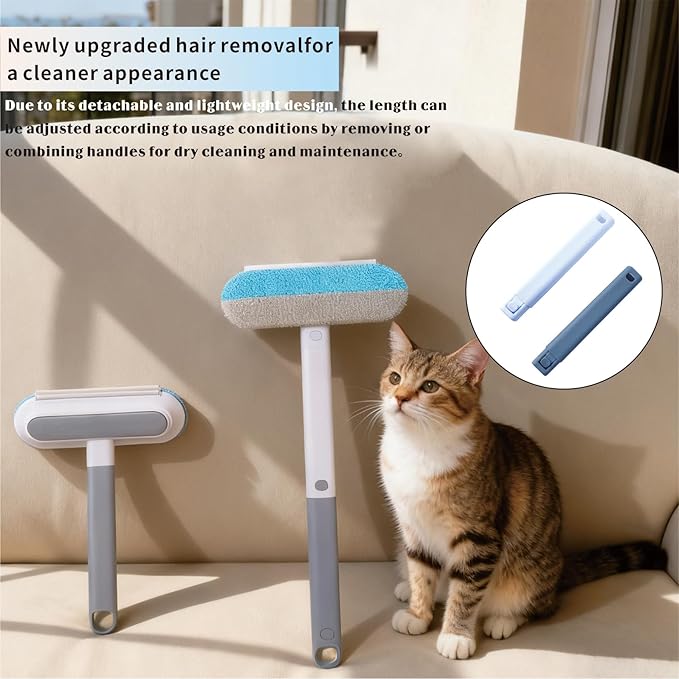 4 in 1 Pet Hair Remover, Reusable Washable Lint Brush for Dog and Cat Hair - Multifunctional Fur Removal Tool, 17.3Inch Adjustable Long Handle, for Couch, Furniture, Carpet, Car Seat, Clothes, Bedding